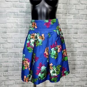 Anthropologie Maeve Womens 8 Blue Motiv Floral Garden Days Skater Skirt